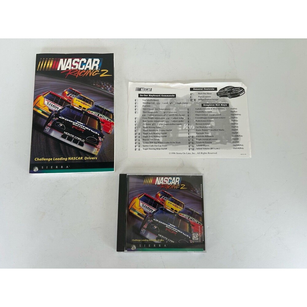 NASCAR Racing 2 PC CD-ROM 1996 Sierra Papyrus Complete Manual Windows